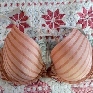 Victoria's Secret Women’s Denim Stripe Uplift Semi Demi Bra Front Close